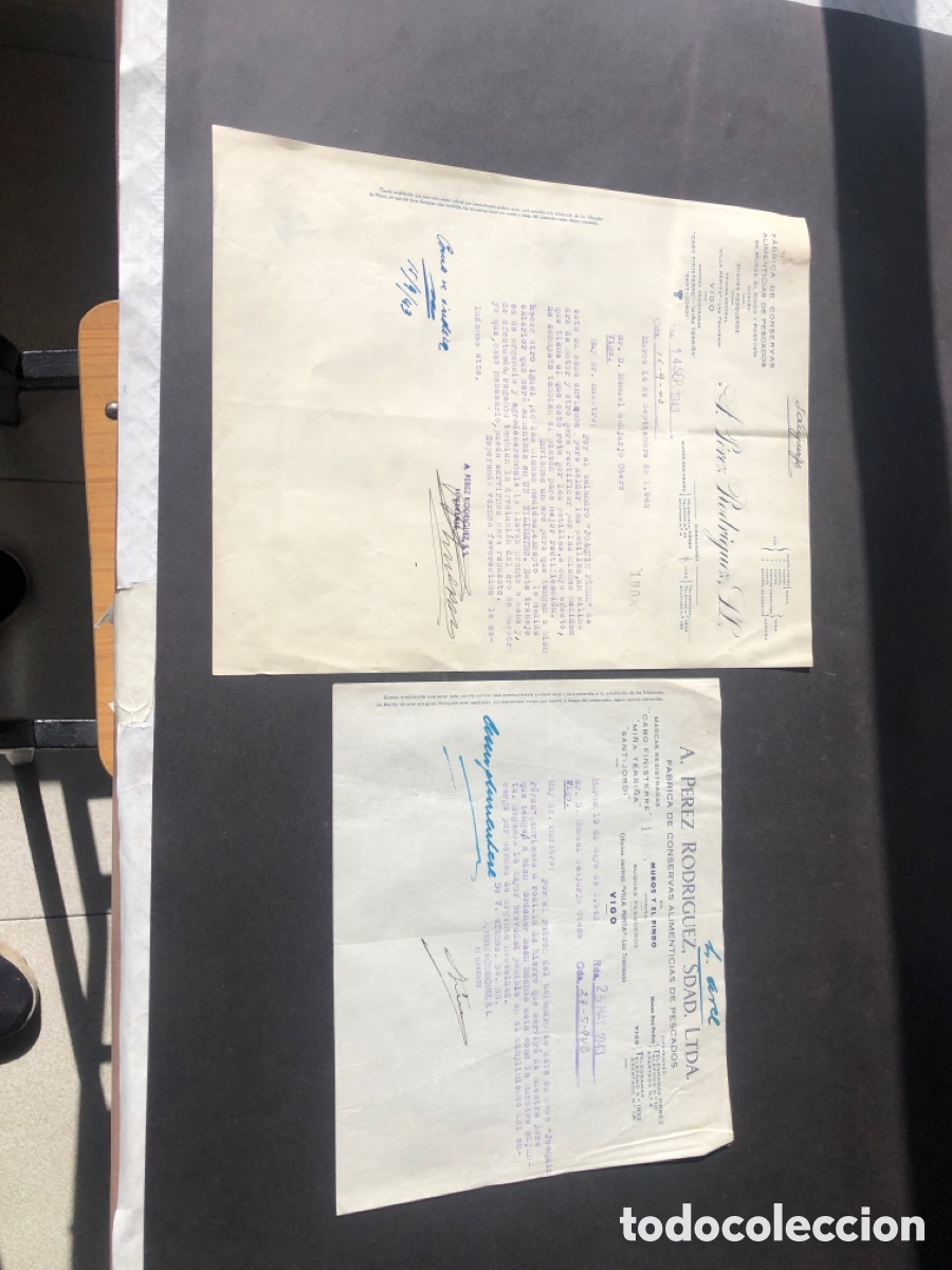 Cartas comerciales: Carta comercial fabrica de conservas A. PEREZ RODRIGUEZ , SDAD. LTDA VIGO CORU&Ntilde;A