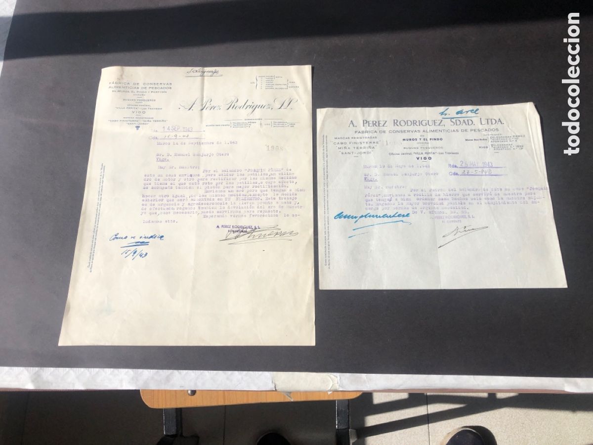 Cartas comerciales: Carta comercial fabrica de conservas A. PEREZ RODRIGUEZ , SDAD. LTDA VIGO CORU&Ntilde;A