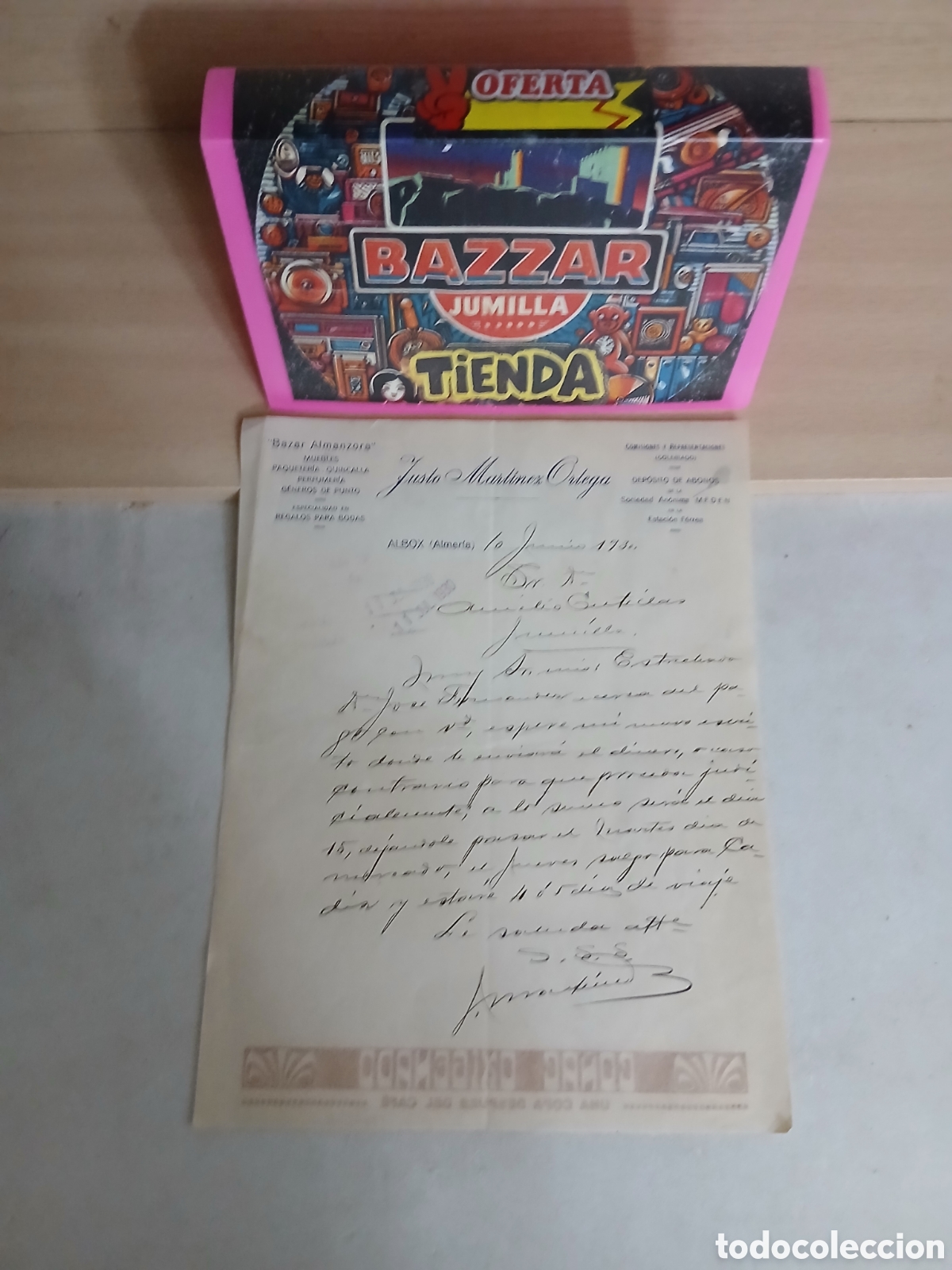 Cartas comerciales: Carta comercial bazar almazora de albox almeria 1.930