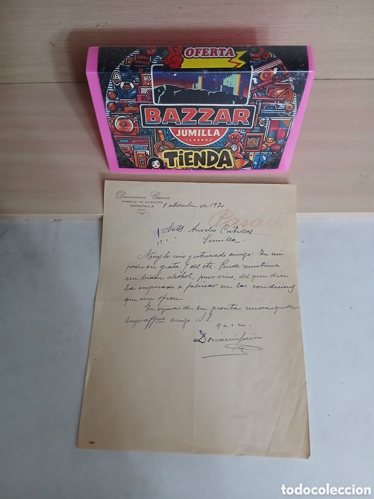 Cartas comerciales: Carta comercial moratalla murcia remitida Aurelio cutillas jumilla a&ntilde;o 1.920.