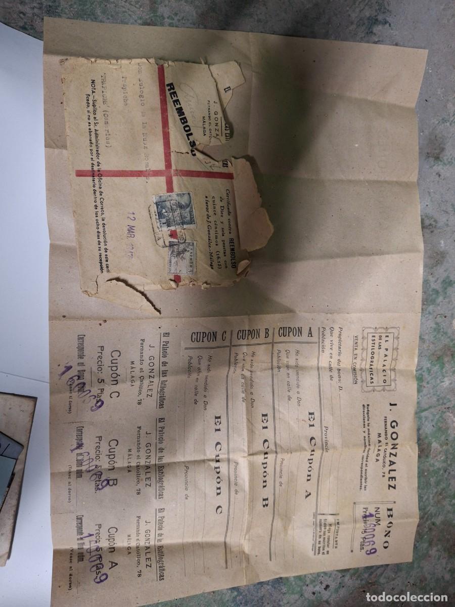 Cartas comerciales: Antigua documento carta certificado reembolso M&aacute;laga Palacio Estilogr&aacute;ficas - J Gonz&aacute;lez - Arucas