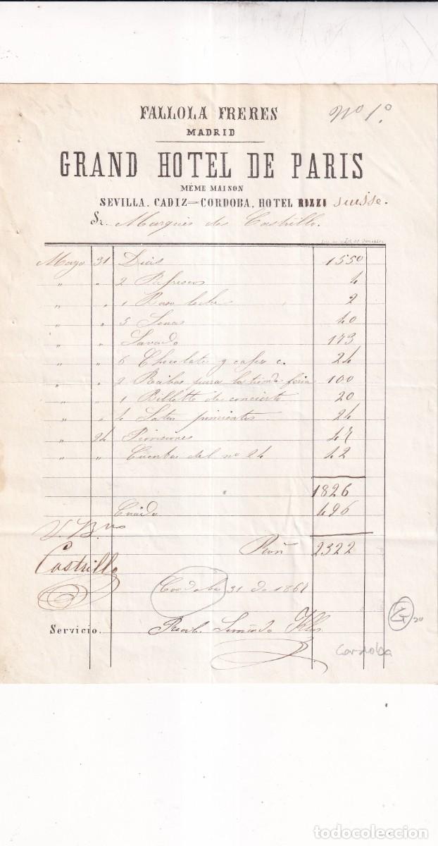 Cartas comerciales: Grand Hotel de Paris. Fallola freres Madrid. Sevila, C&aacute;diz, C&oacute;rdoba