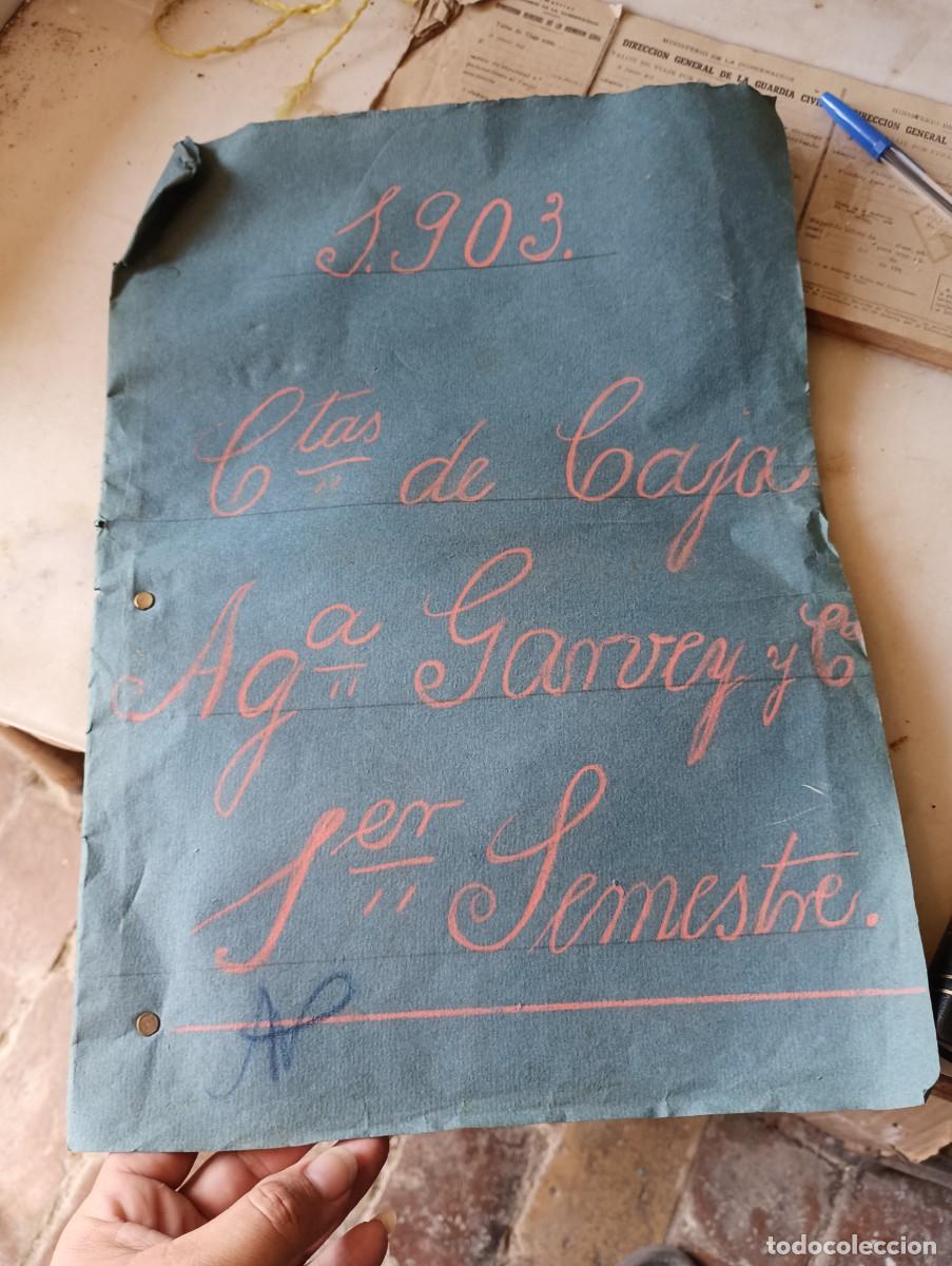 Cartas comerciales: Libro de cuentas garvey bodega jerez 1903 documentos - Foto 1