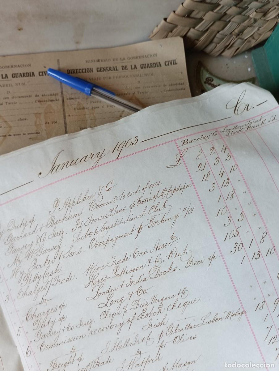 Cartas comerciales: Libro de cuentas garvey bodega jerez 1903 documentos - Foto 4