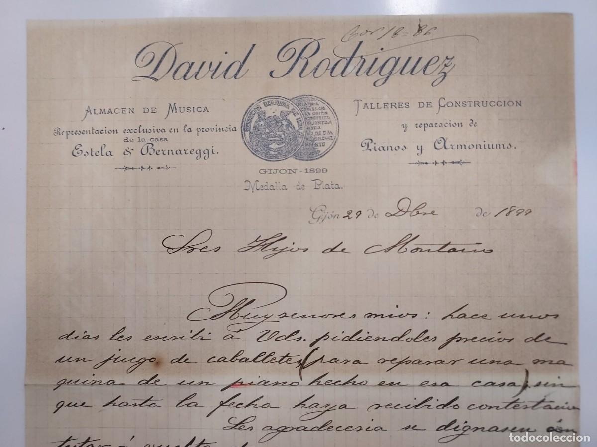 Cartas comerciales: CARTA A&Ntilde;O 1899 MADRID. DAVID RODRIGUEZ ALMACEN MUSICA TALLER CONSTRUCCION PIANOS. HIJOS DE MONTANO
