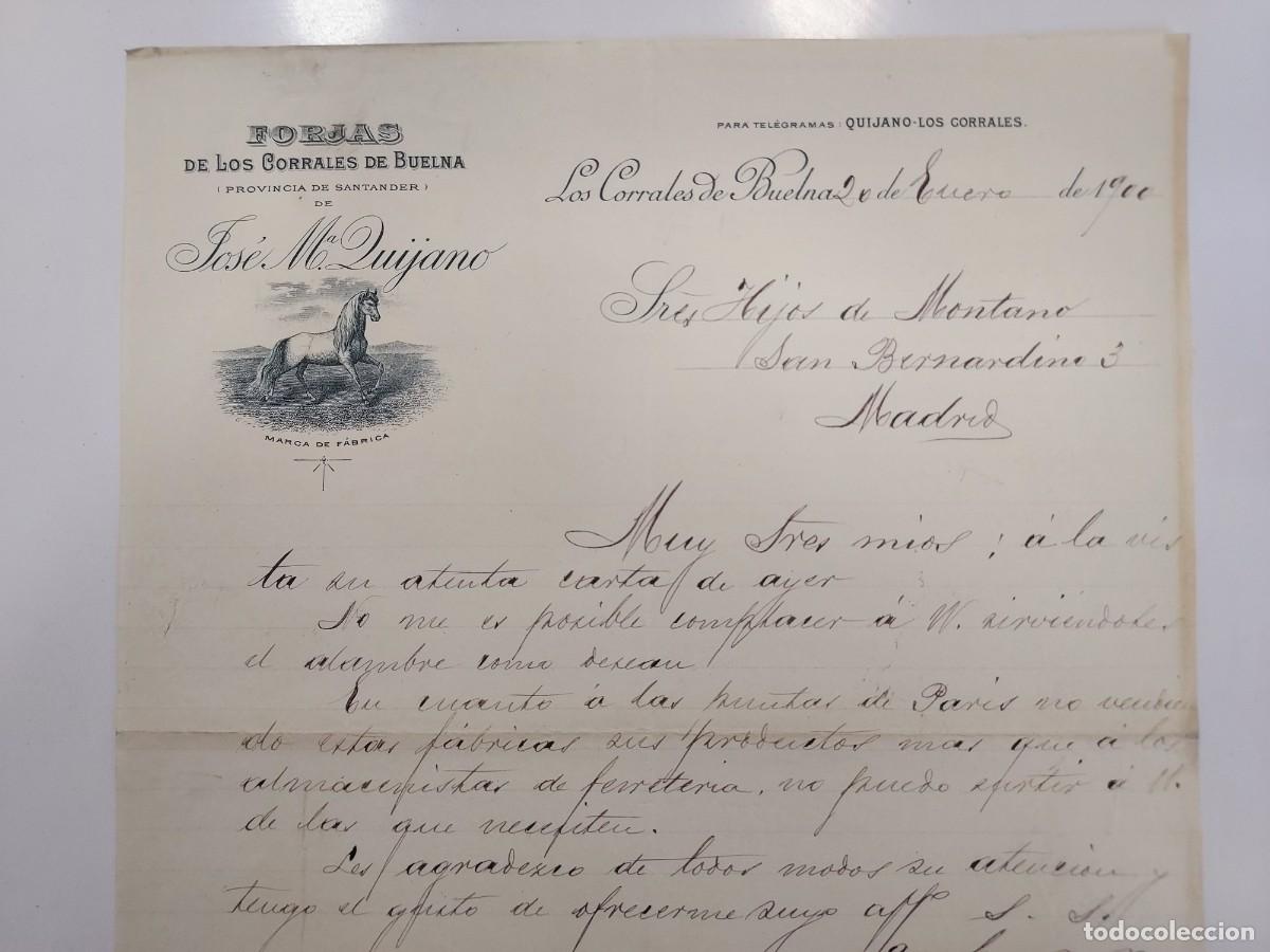 Cartas comerciales: CARTA A&Ntilde;O 1900 FORJAS DE LOS CORRALES DE BUELNA (SANTANDER). JOSE M&ordf; QUIJANO. HIJOS MONTANO
