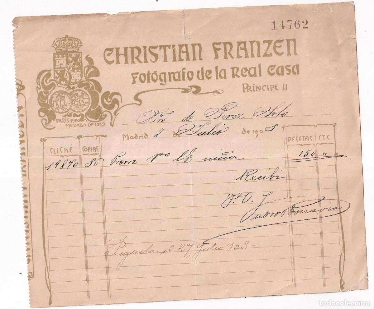 Cartas comerciales: Christian Franzen. Fot&oacute;grafo de la Real Casa 1903