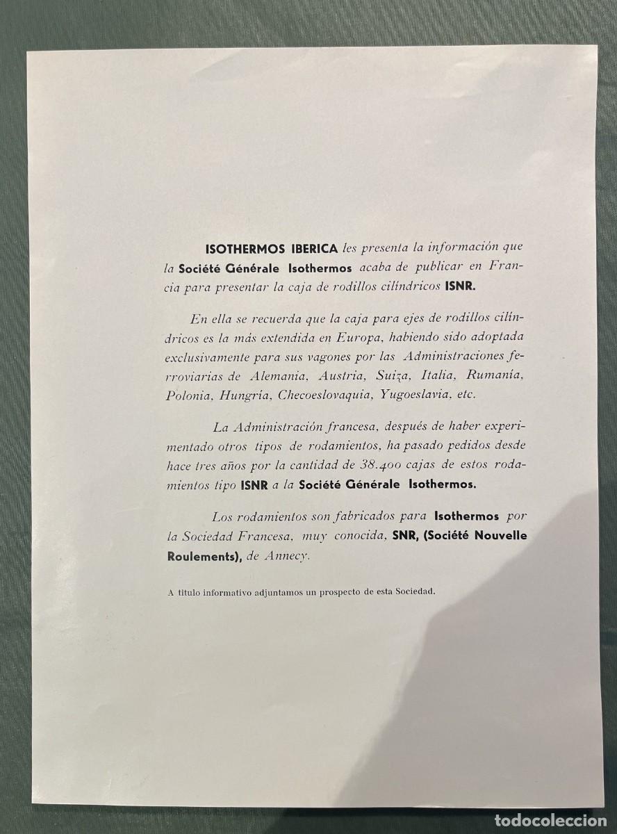 Cartas comerciales: ISOTHERMOS IBERICA SA (ISNR) DOSSIER DE VENTA COMPLETO CON CARTA DE PRESENTACI&Oacute;N