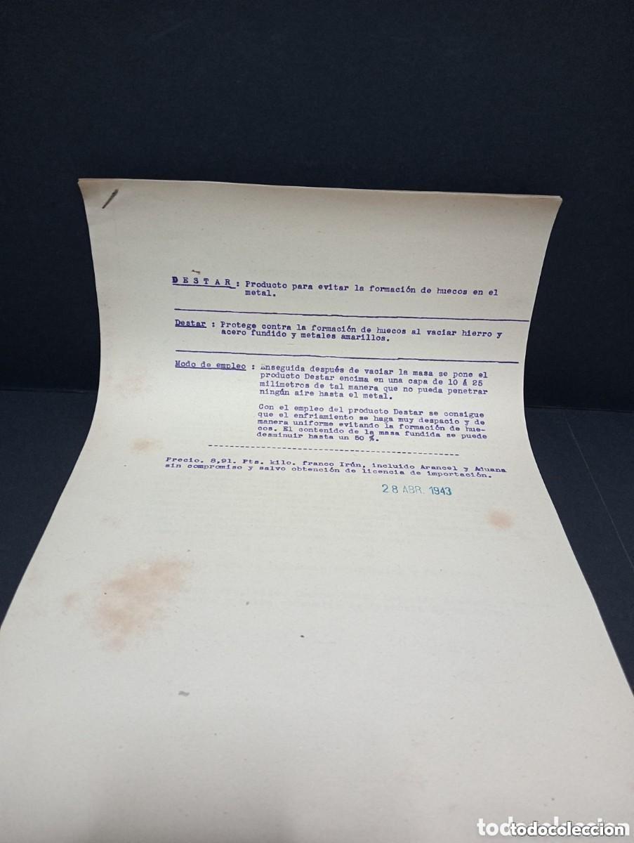 Cartas comerciales: HOJAS PUBLICITARIAS DE PRODUCTOS. DESTAR - KRYCIT - OXYSIN - ALUSID - ALU-OXYSIN - FOLIL. A&Ntilde;O 1943