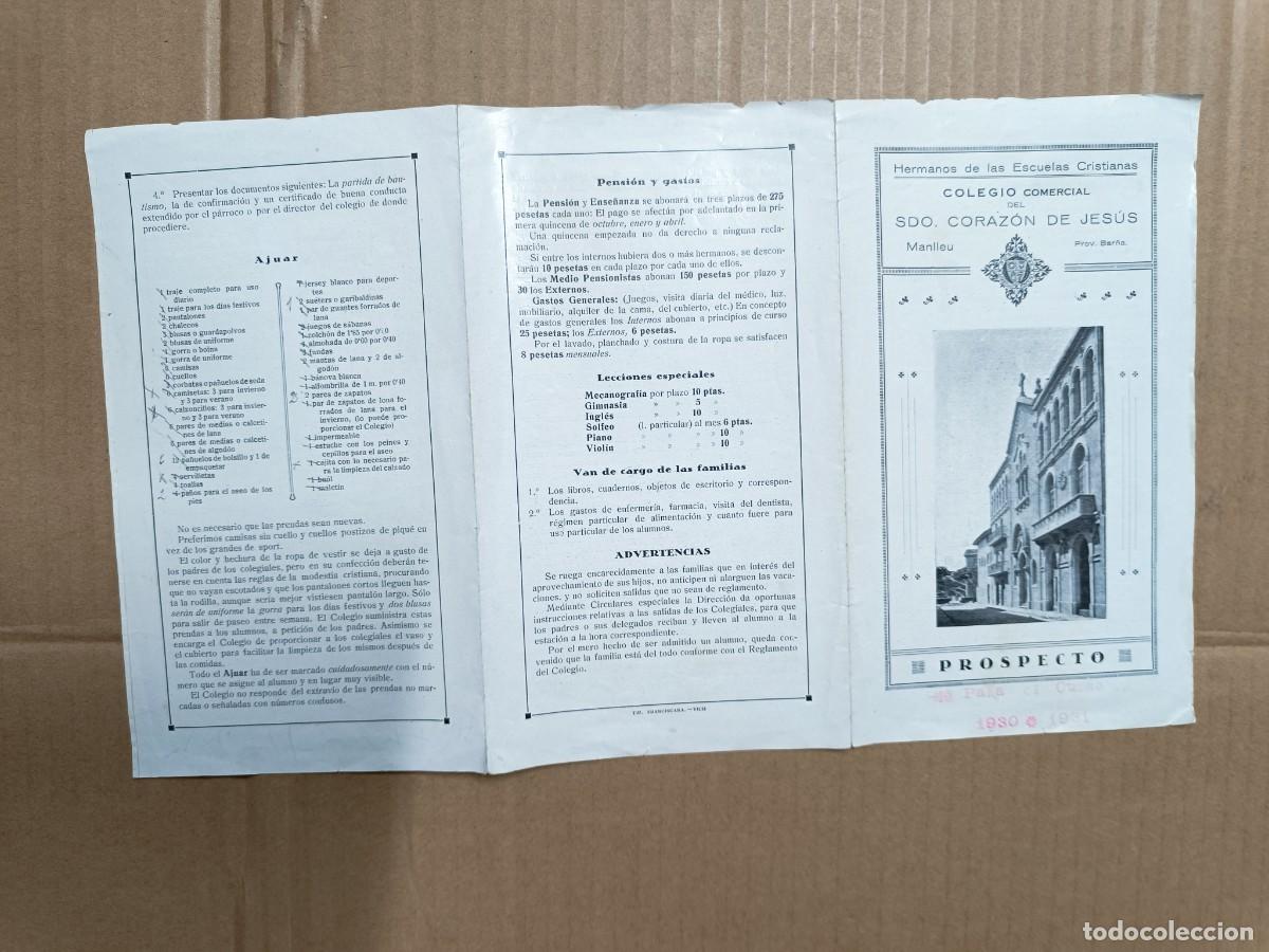 Cartas comerciales: ANTIGUO FOLLETO, COLEGIO COMERCIAL SAGRADO CORAZON DE JESUS, 1930 - 1931, MANLLEU, BARCELONA -P22