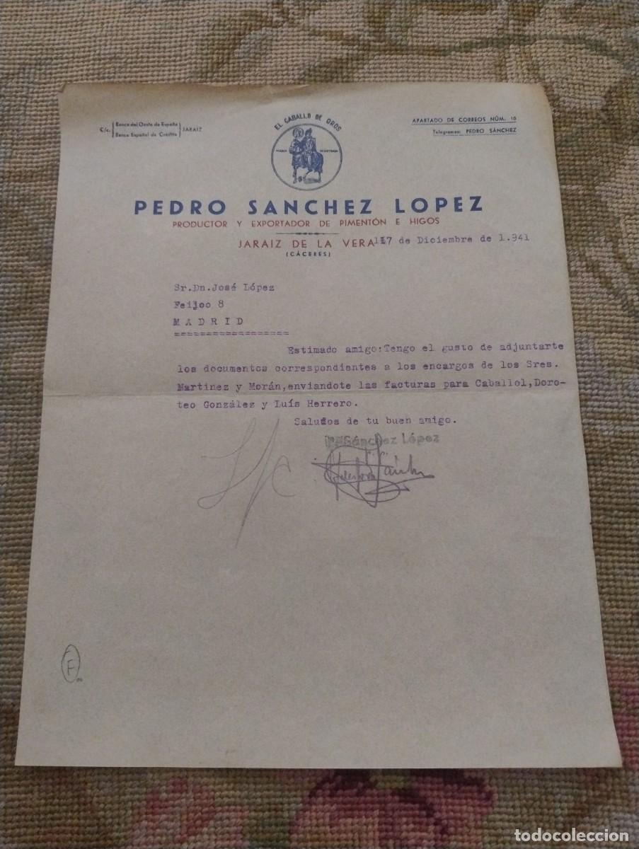 Cartas comerciales: Pedro S&aacute;nchez S&aacute;nchez piment&oacute;n e higos. Jara&iacute;z de la Vera. Caceres
