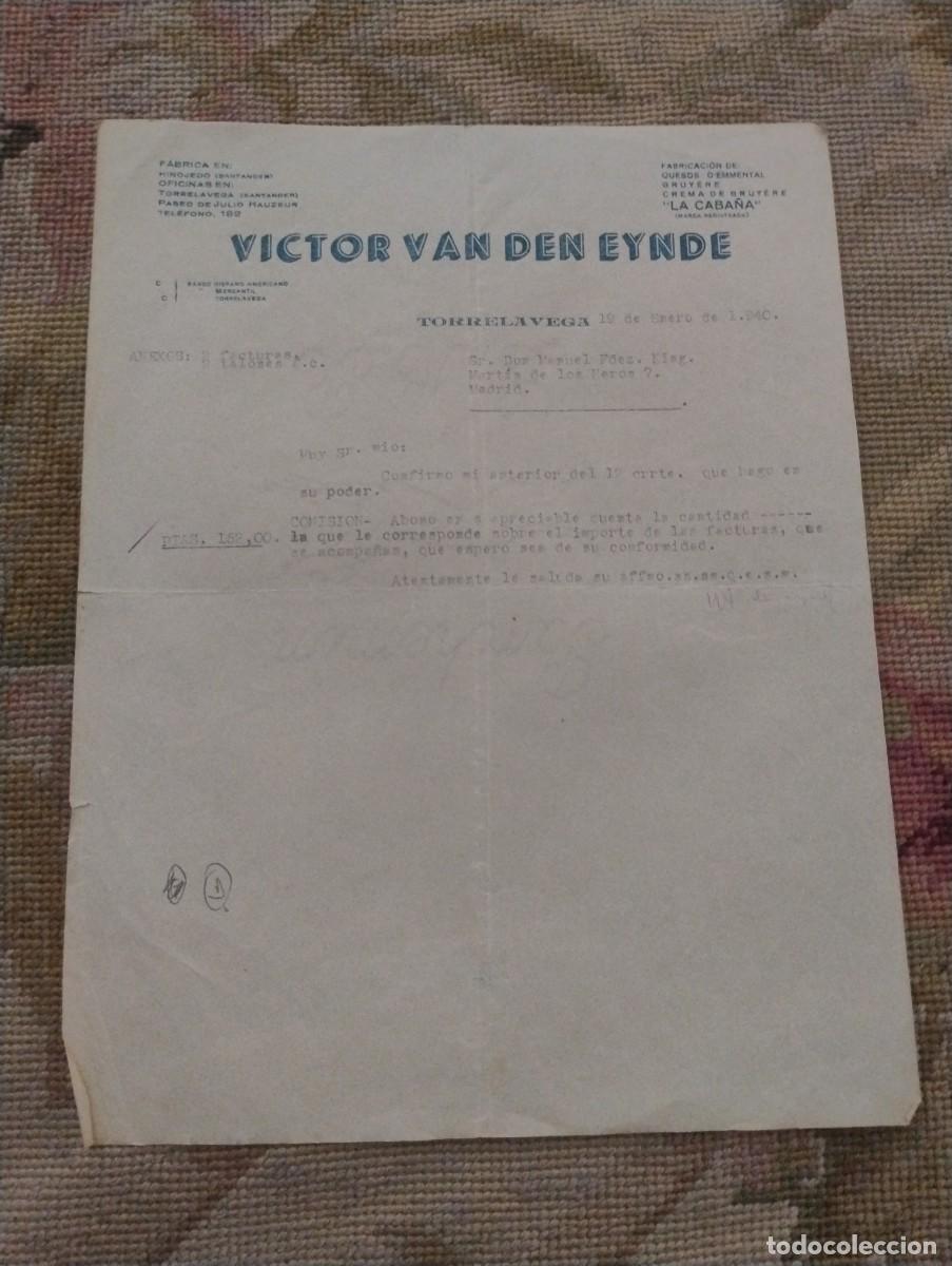 Cartas comerciales: V&iacute;ctor Van Den Eynde. Torrelavega. Fabrica de quesos .