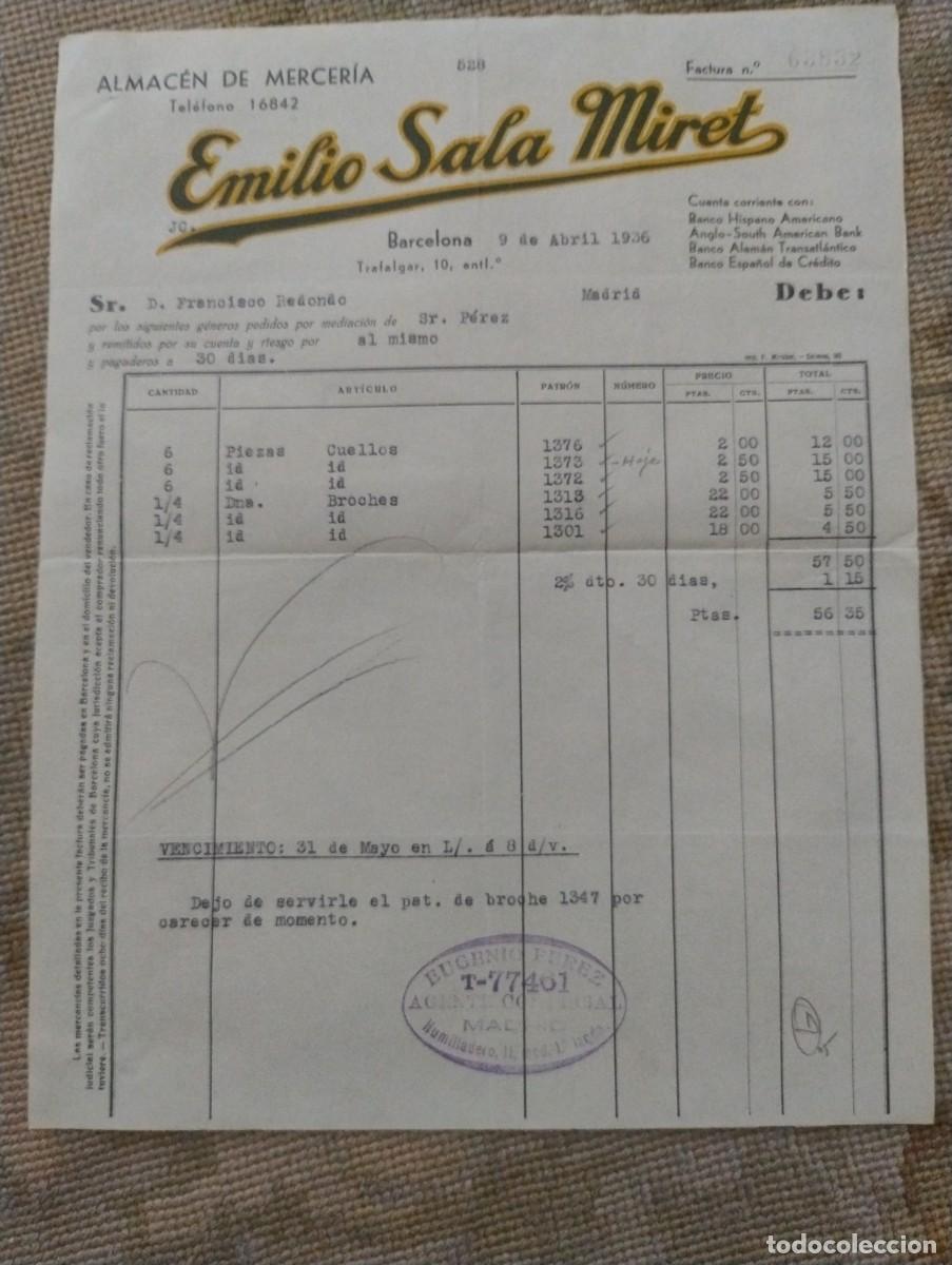 Cartas comerciales: Almac&eacute;n de mercer&iacute;a. Emilio Sala Miret. Barcelona.