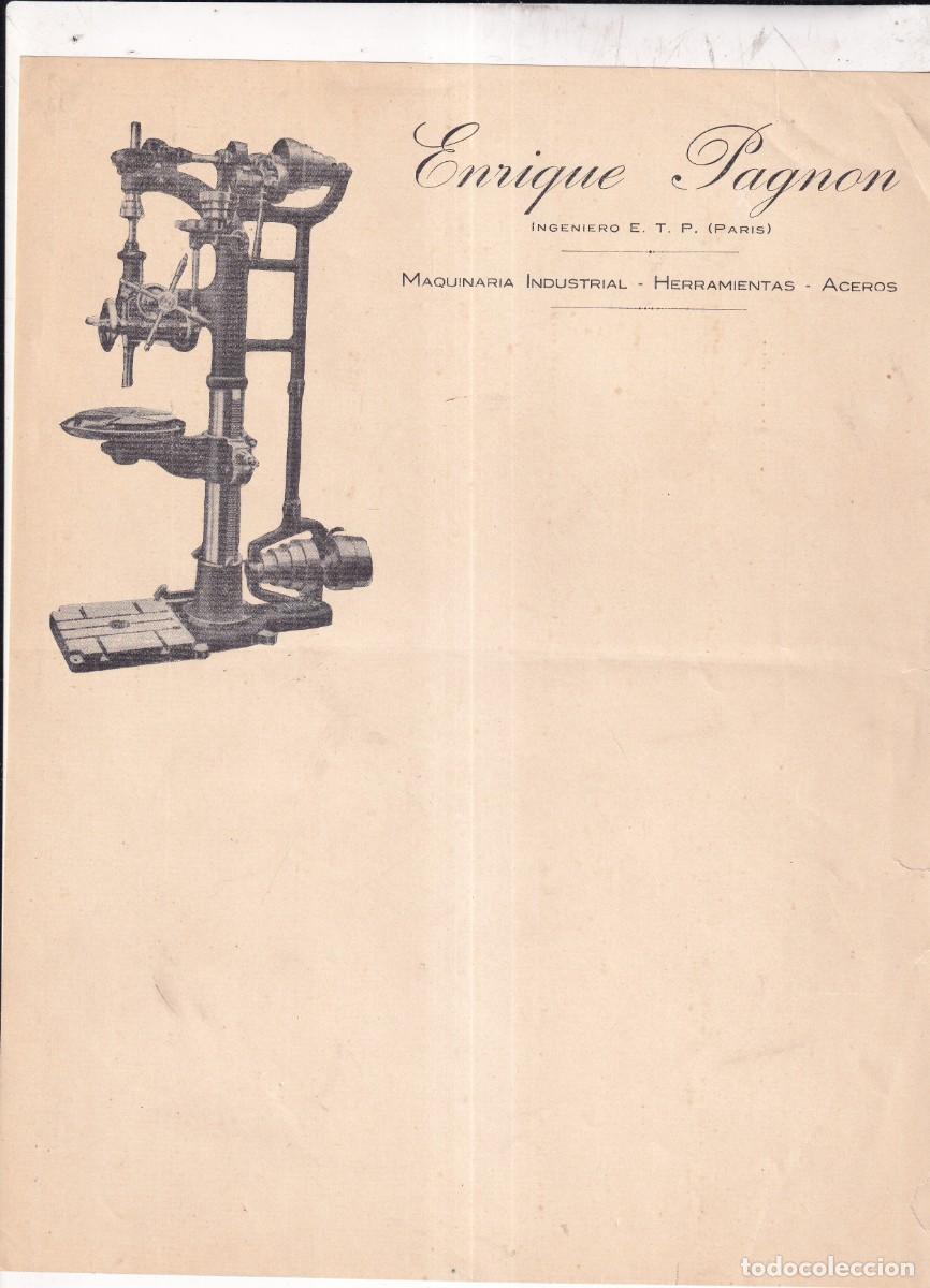 Cartas comerciales: Enrique Pagnon. Ingeniero. Maquinaria industrial, Herramientas, aceros. Paris.