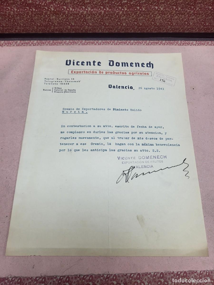Cartas comerciales: ANTIGUA CARTA COMERCIAL EXPORTACI&Oacute;N VICENTE DOMENECH VALENCIA 1943