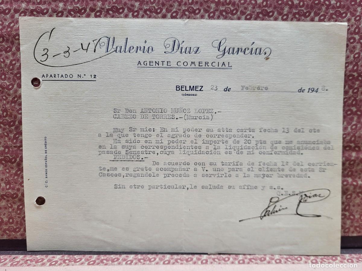 Cartas comerciales: ANTIGUA CARTA COMERCIAL DIAZ GARCIA BELMEZ CORDOBA 1948