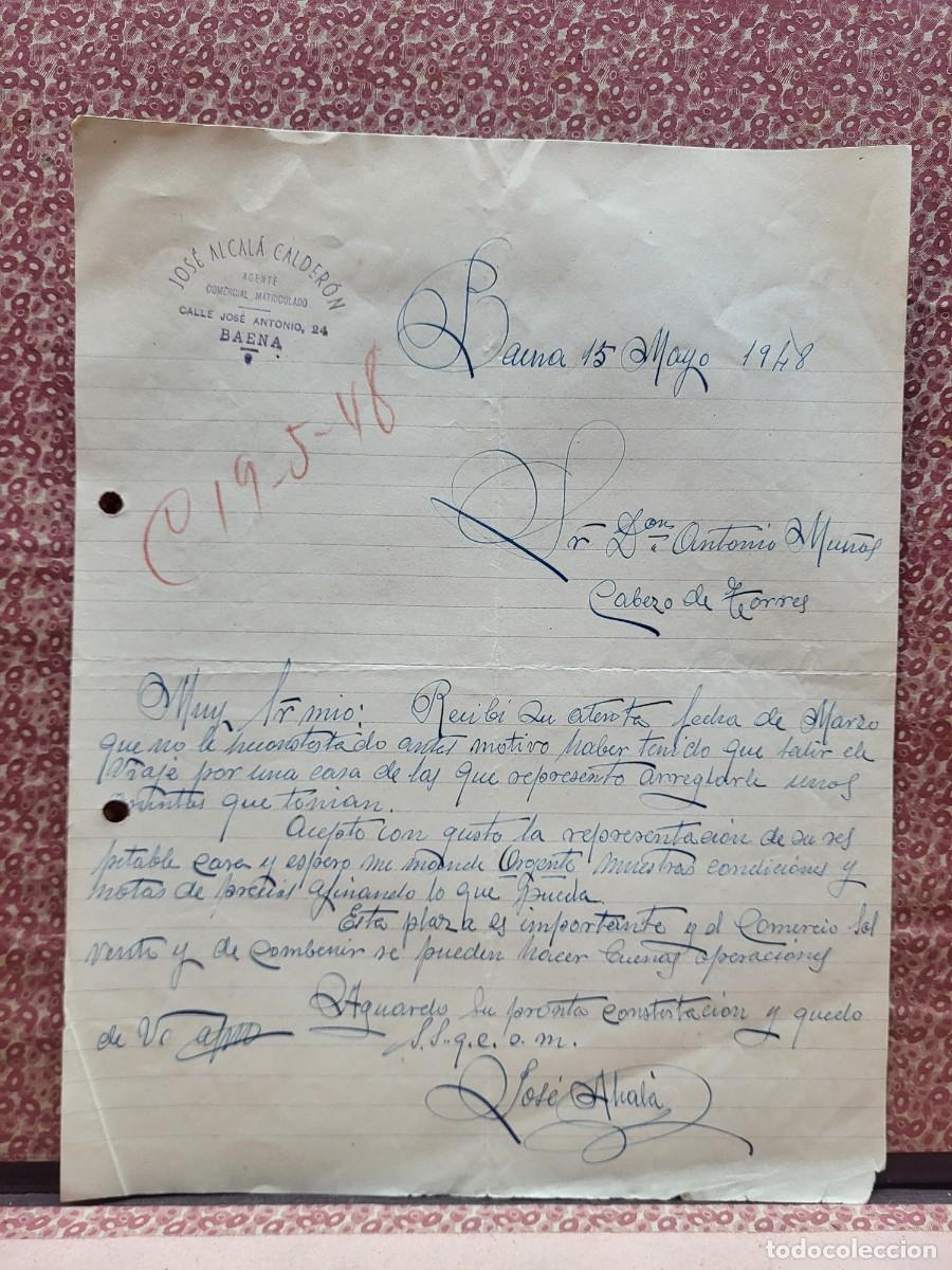 Cartas comerciales: ANTIGUA CARTA COMERCIAL ALCALA CALDERON BAENA CORDOBA 1948