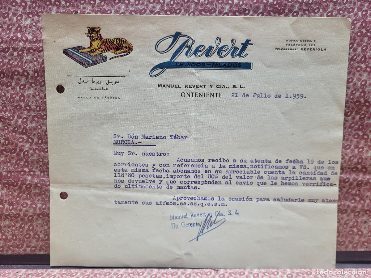 Cartas comerciales: ANTIGUA CARTA COMERCIAL PUBLICIDAD TEJIDO REVERT ONTENIENTE VALENCIA 1959