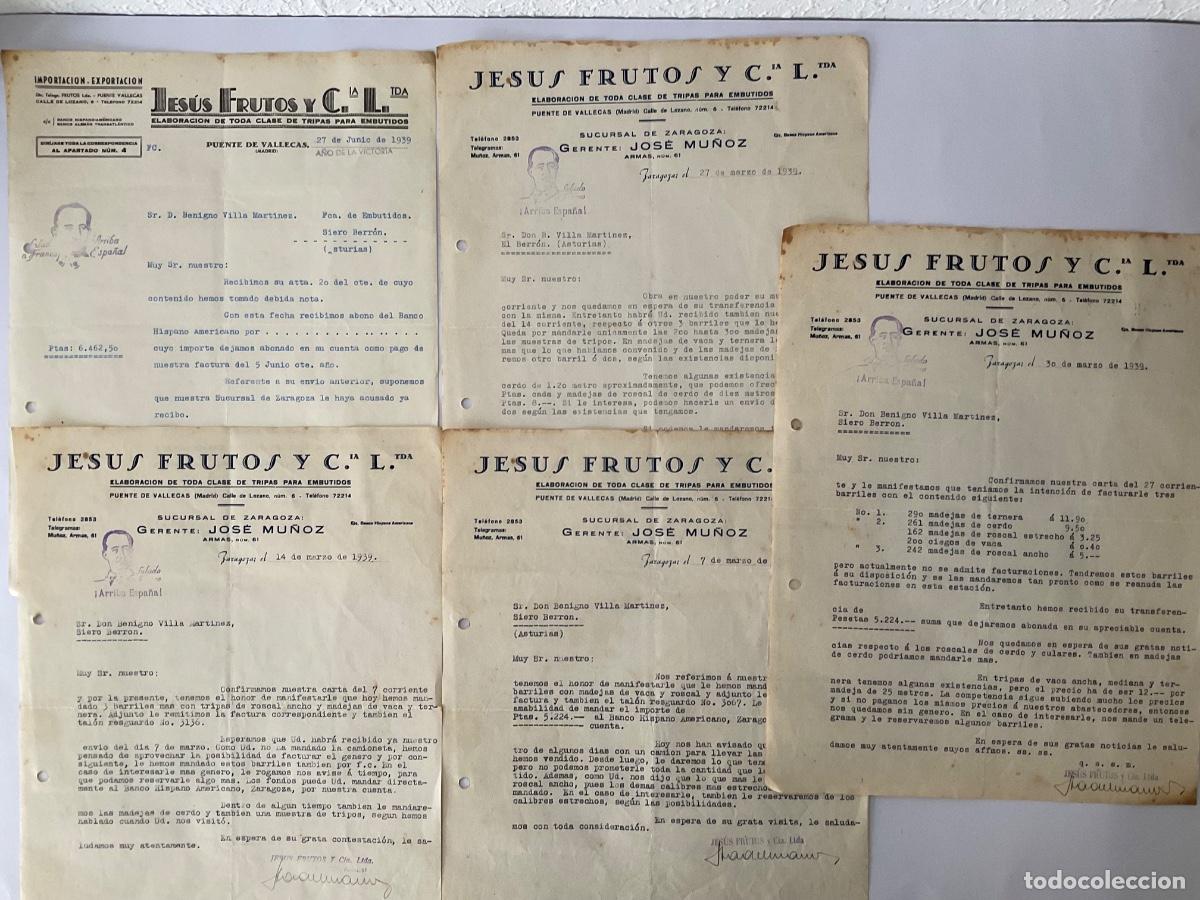 Cartas comerciales: Lote de 5 cartas comerciales espa&ntilde;olas originales de 1939