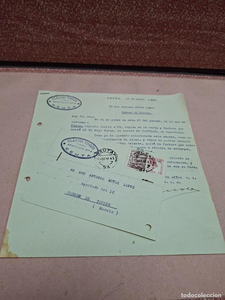 Cartas comerciales: CARTA COMERCIAL Y TARJETA POSTAL ENTERO PUBLICIDAD TINOCO CEUTA 1948