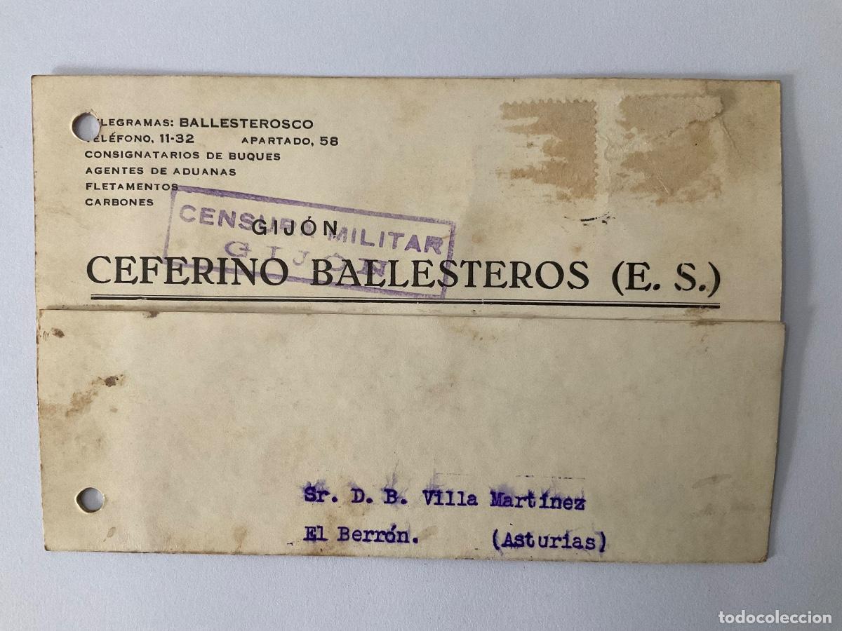 Cartas comerciales: Postal espa&ntilde;ola original de 1939 con censura militar, primeros meses del franquismo