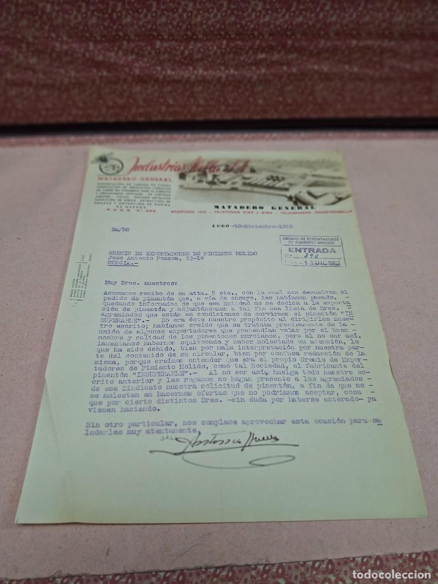 Cartas comerciales: ANTIGUA CARTA COMERCIAL INDUSTRIAS ABELLA MATADERO CARNES LUGO 1952