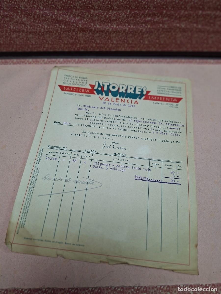 Cartas comerciales: ANTIGUA CARTA COMERCIAL PAPELERIA IMPRENTA J. TORRES VALENCIA 1941