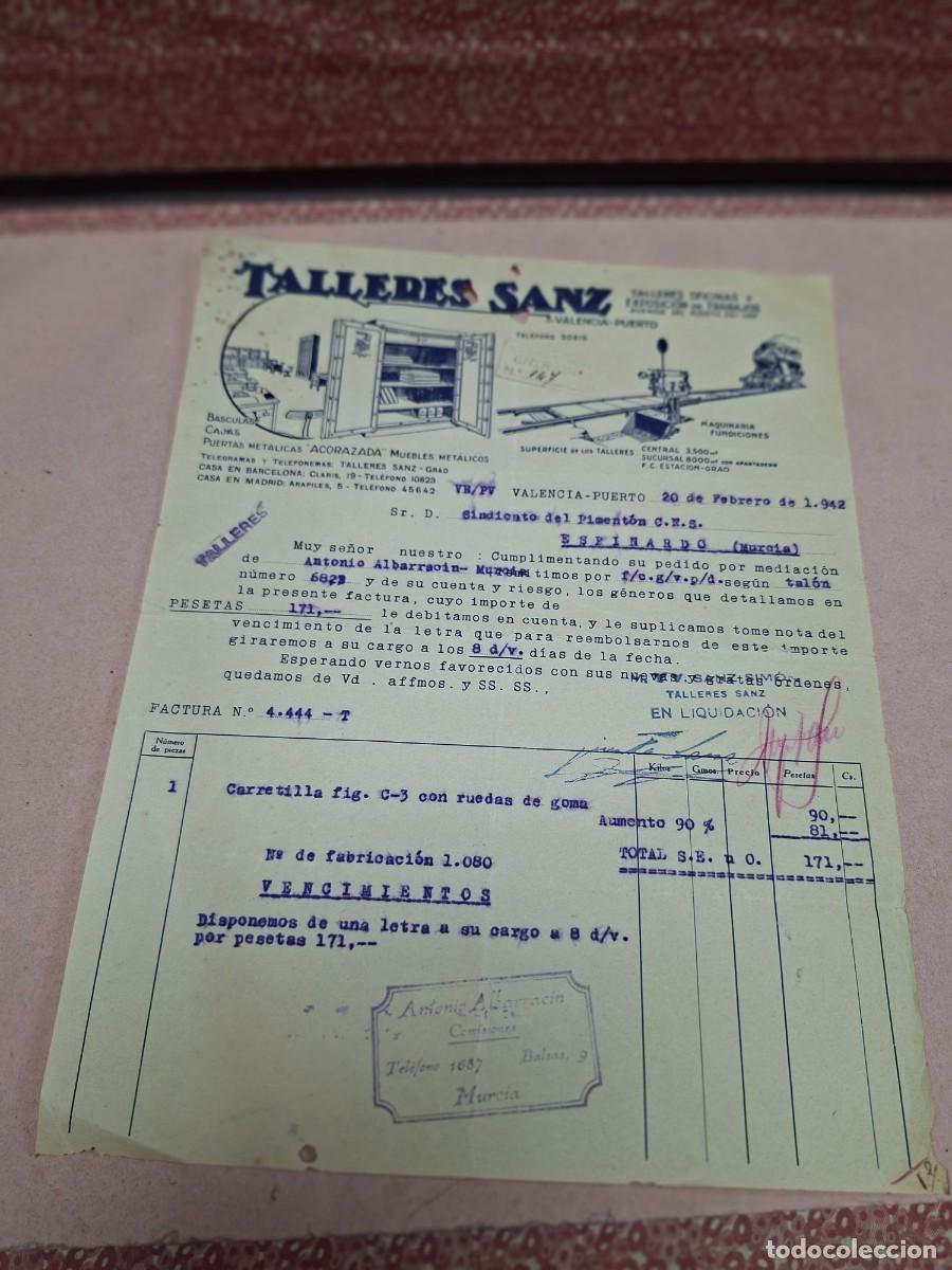 Cartas comerciales: ANTIGUA CARTA COMERCIAL TALLERES SANZ BASCULAS CAJAS ACORAZADAS VALENCIA PUERTO 1942