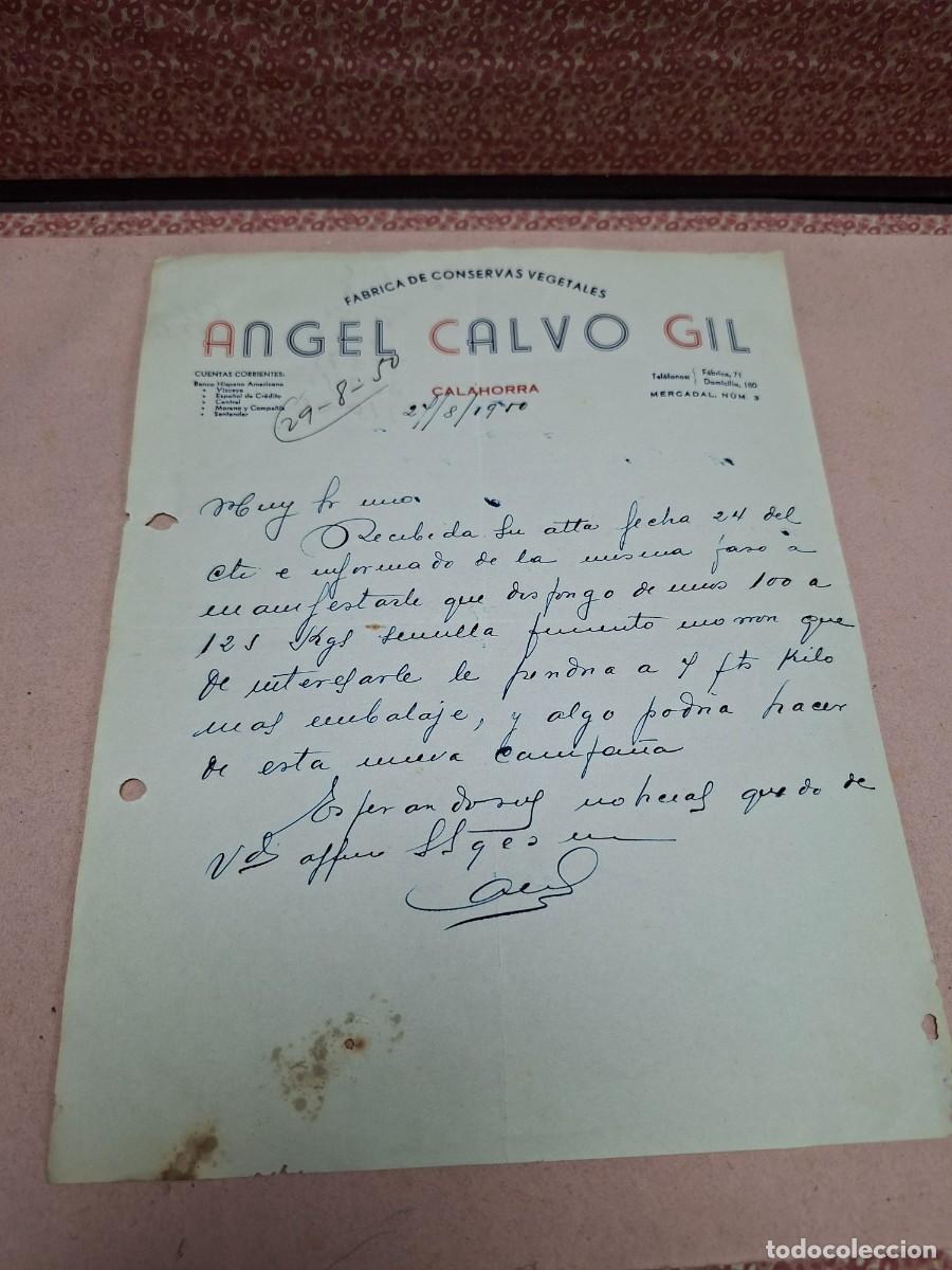 Cartas comerciales: ANTIGUA CARTA COMERCIAL CALVO GIL CONSERVAS VEGETALES CALAHORRA 1950