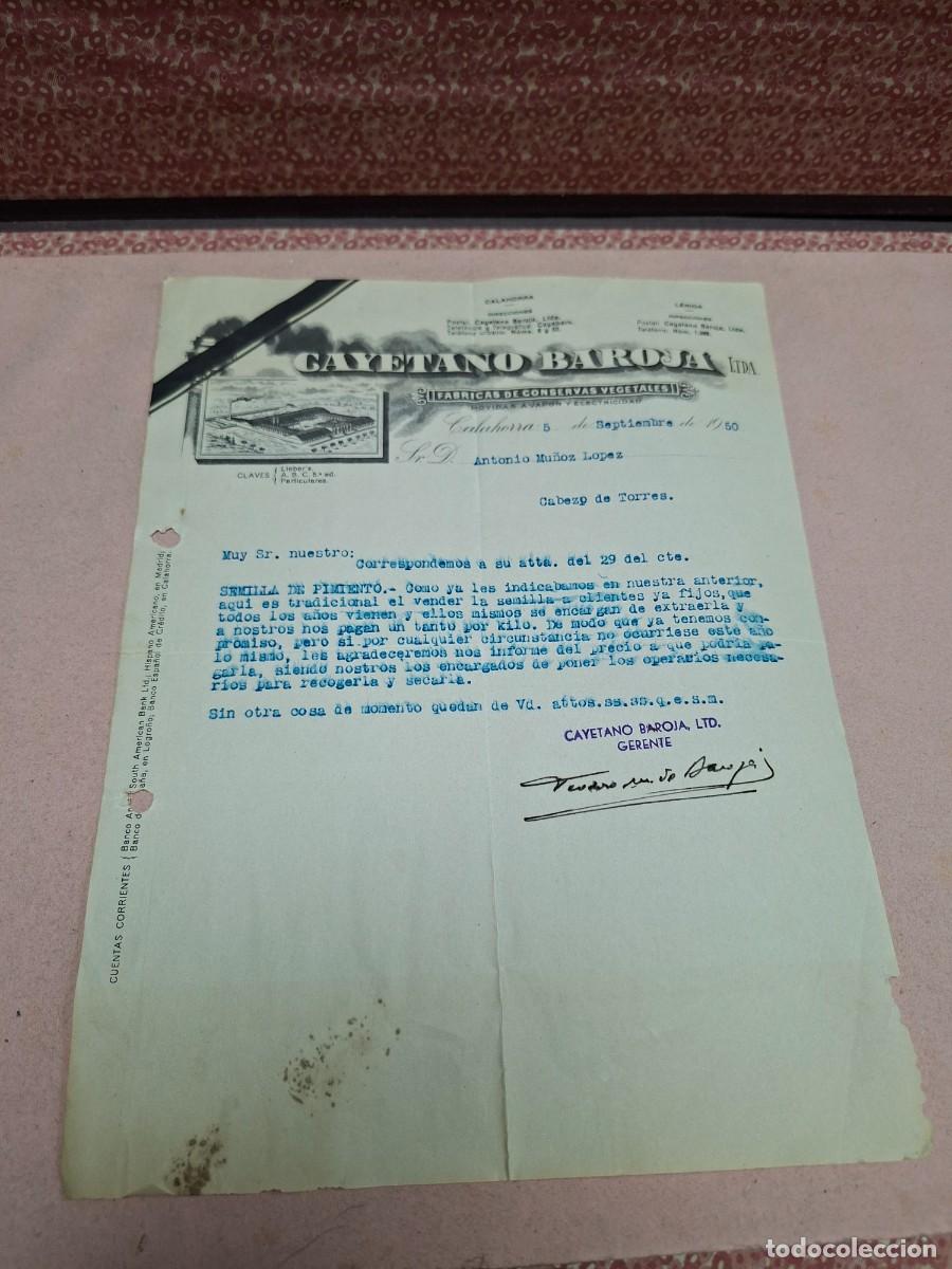 Cartas comerciales: ANTIGUA CARTA COMERCIAL CAYETANO BAROJA CONSERVAS VEGETALES CALAHORRA LERIDA 1950