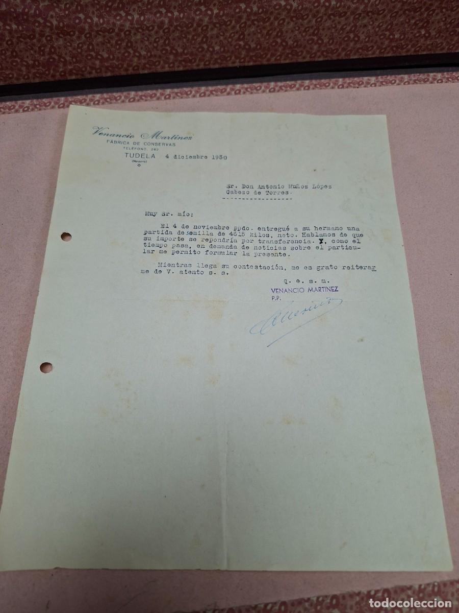 Cartas comerciales: ANTIGUA CARTA COMERCIAL VENANCIO MARTINEZ CONSERVAS TUDELA NAVARRA 1950