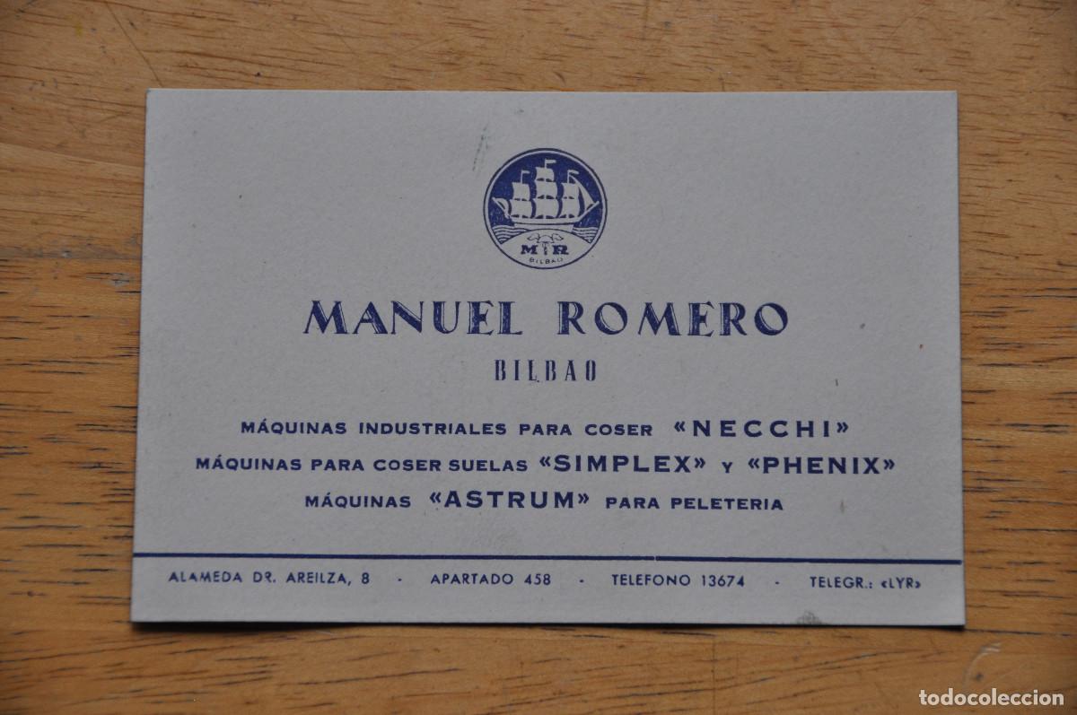 Cartas comerciales: M&Aacute;QUINAS DE COSER - DISTRIBUIDOR MANUEL ROMERO (BILBAO)