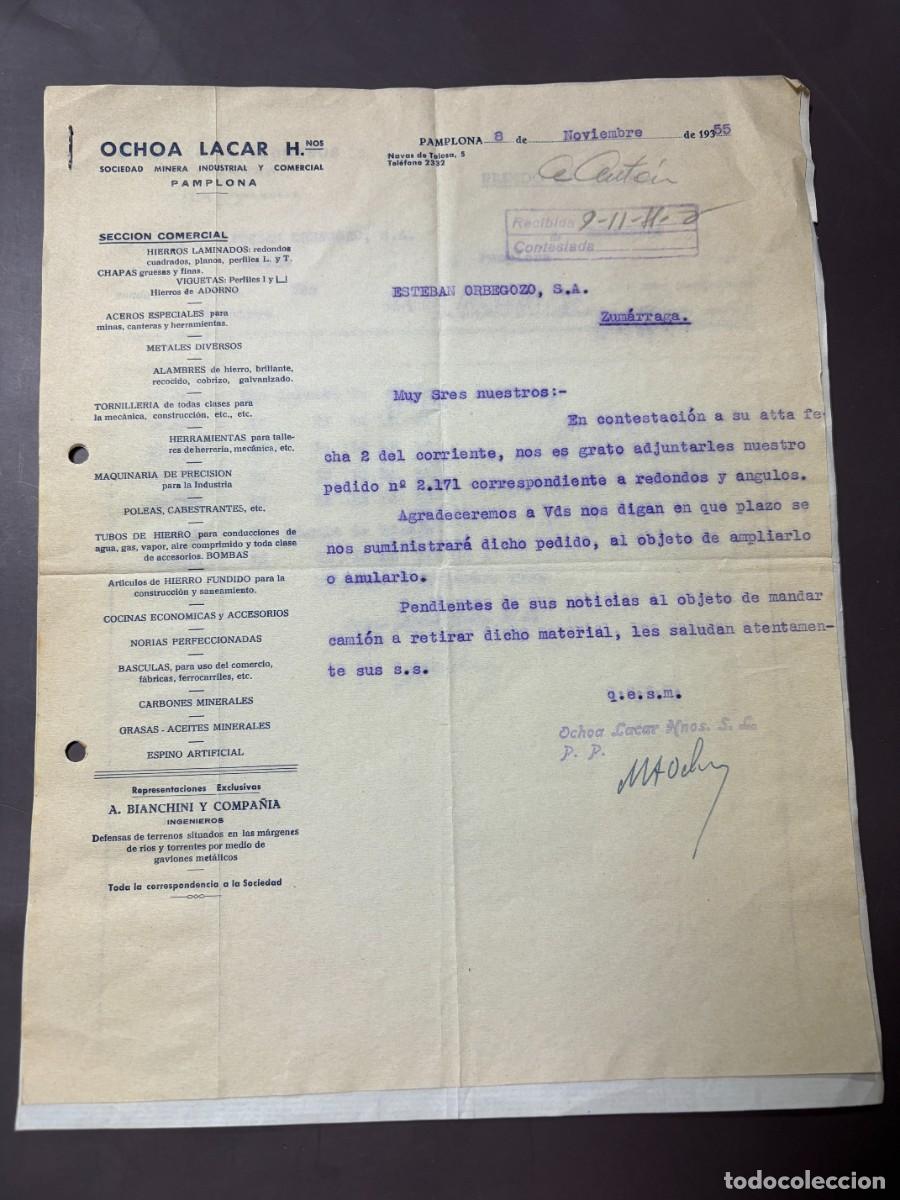 Cartas comerciales: CARTA COMERCIAL. SOCIEDAD MINERA INDUSTRIAL Y COMERCIAL. OCHOA LACAR HNOS. PAMPLONA, 1955