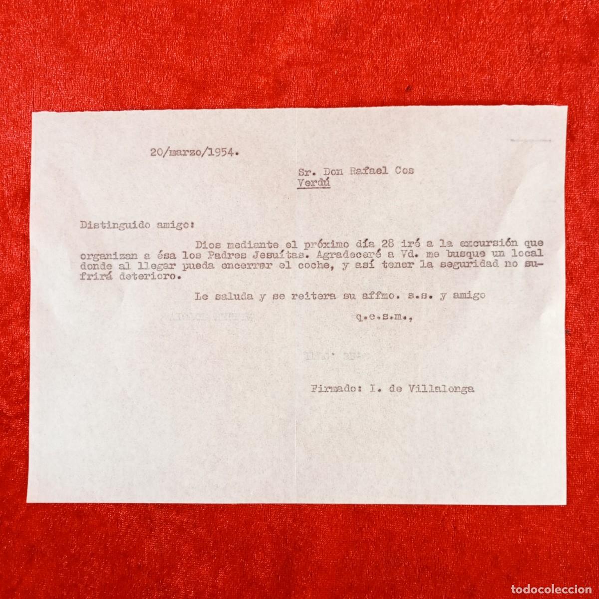 Cartas comerciales: CARTA DIRIGIDA A DON RAFAEL COS DE VERD&Ccedil;U - A&Ntilde;O 1954 / 603