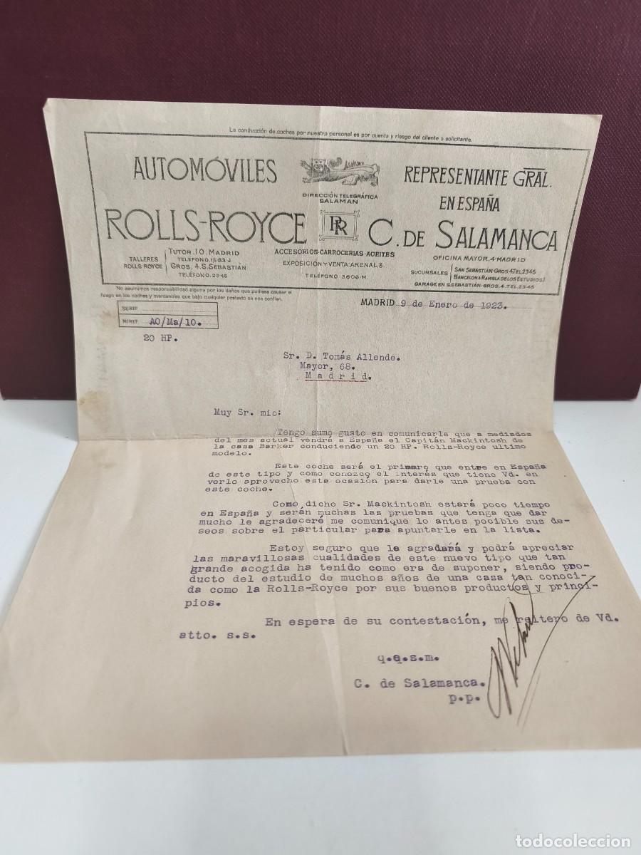 Cartas comerciales: AUTOM&Oacute;VILES ROLLS-ROYCE. REPRESENTANTE GENERAL EN ESPA&Ntilde;A. C. DE SALAMANCA. CAPIT&Aacute;N MACKINTOSH MADRID