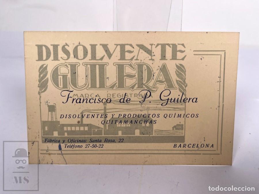 Cartas comerciales: Antigua Tarjeta Publicitaria - Disolvente Guilera / Francisco De P. Guilera - Barcelona