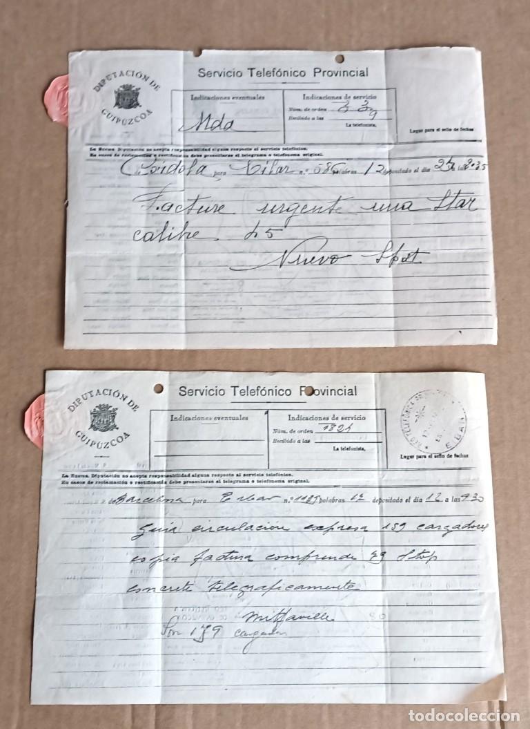 Cartas comerciales: 2 telegramas para STAR Eibar &ndash; armas // en el sello seg&uacute;n la IA 1918