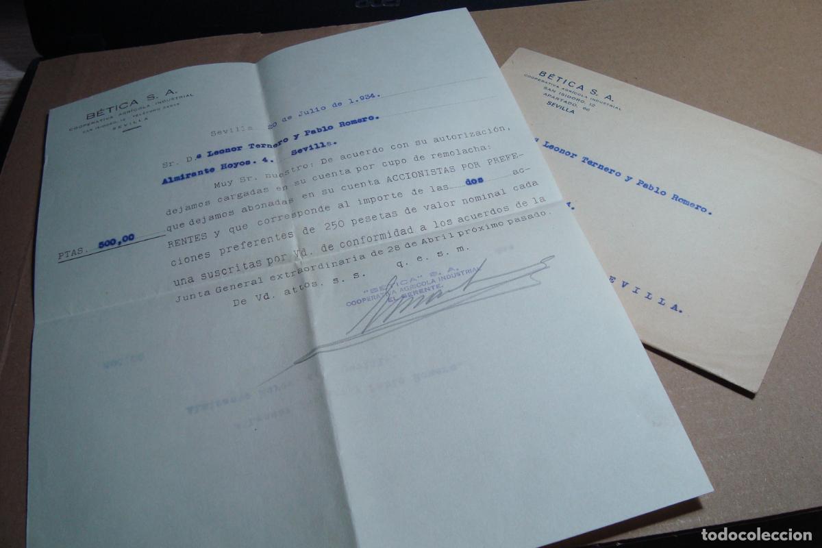 Cartas comerciales: ANTIGUA CARTA COMERCIAL BETICA S.A COOPERATIVA AGRICOLA INDUSTRIAL. SEVILLA 1934