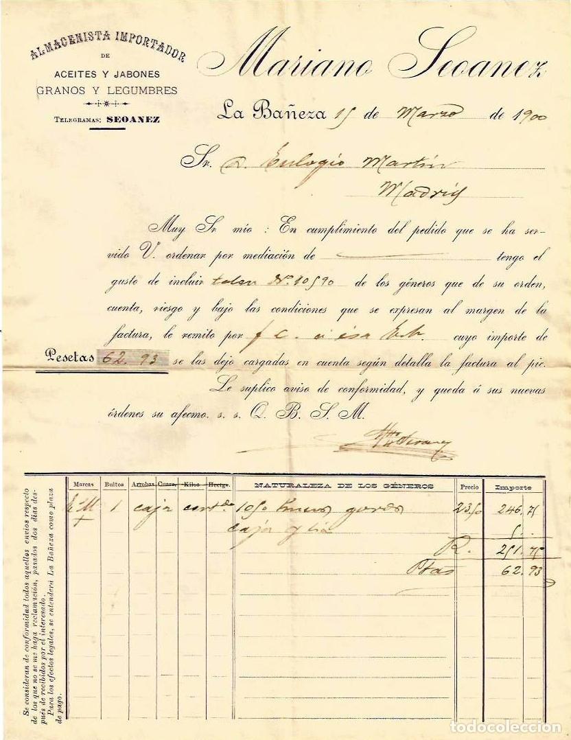 Cartas comerciales: CARTA 1900 LA BA&Ntilde;EZA A MADRID