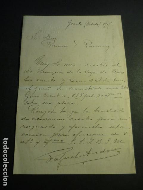 Cartas comerciales: GRADO ASTURIAS CARTA 1907 SANTA JULITA A COMERCIANTE DE MADRID MARQUES VEGA DE ANZO