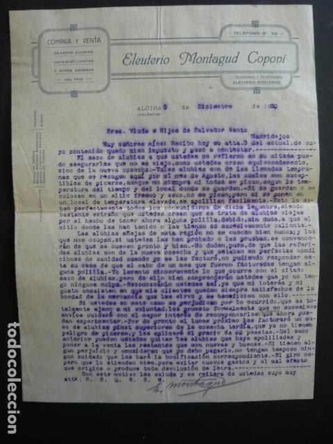 Cartas comerciales: ALCIRA VALENCIA CARTA COMERCIAL COMPRA VENTA ARROZ ALUBIAS CG&iexcl;HUFAS 1930