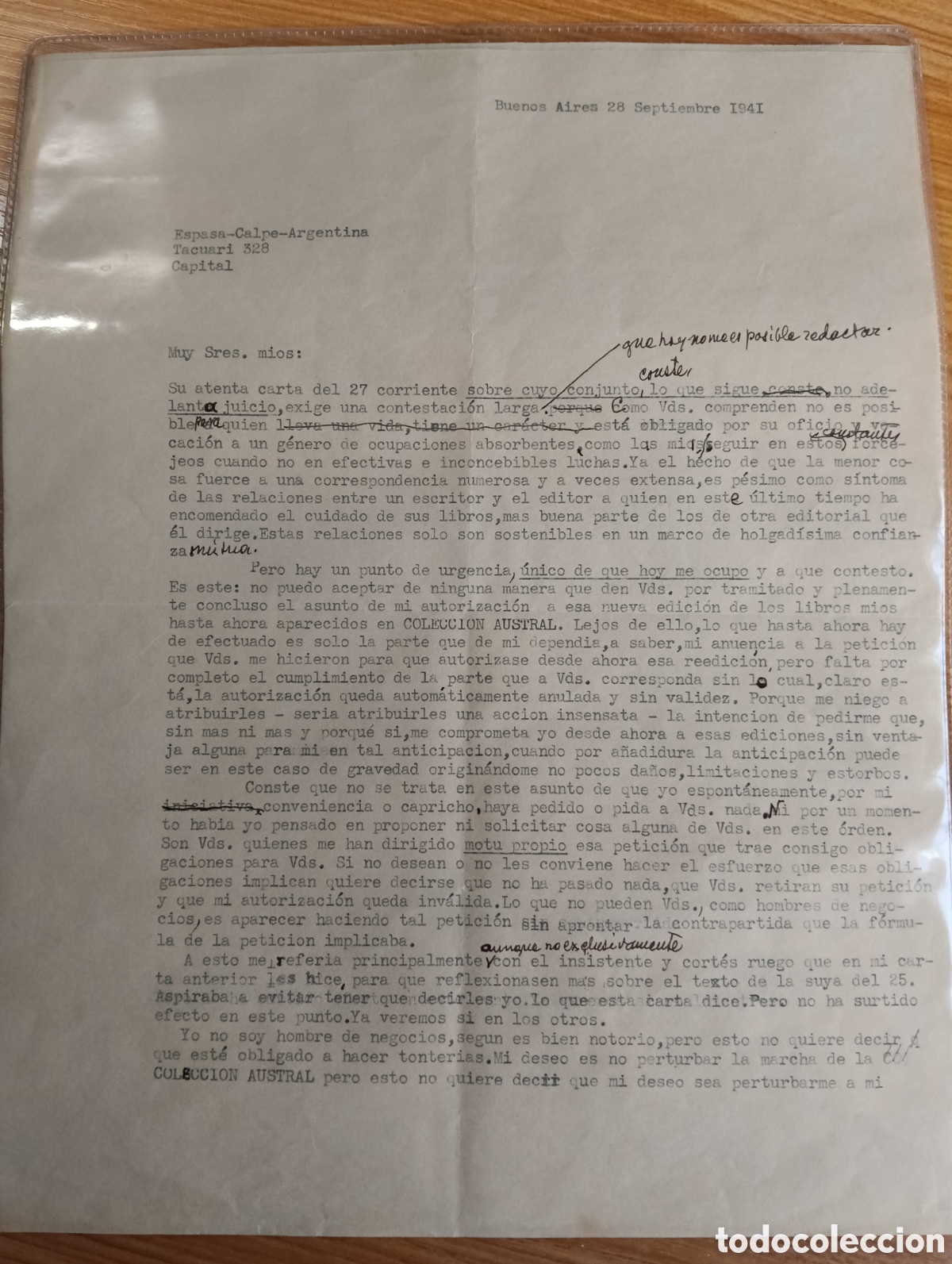 Commercial Letters: Carta firmada por Ortega y Gasset