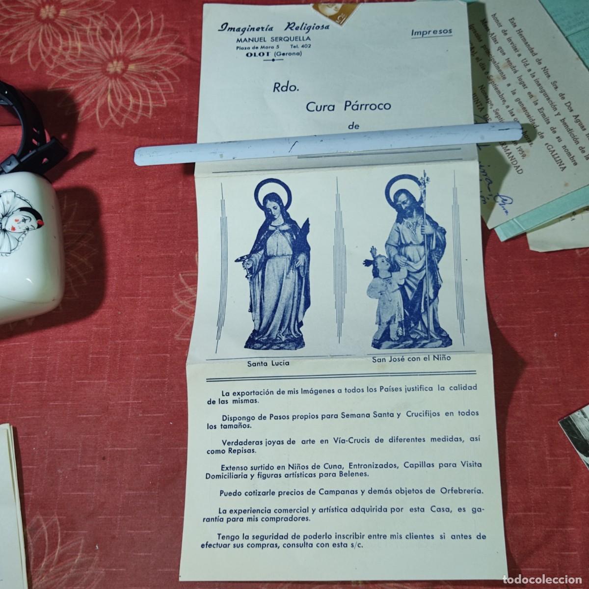 Cartas comerciales: Impreso Imagineria Religiosa,Manuel Serquella - Olot & Gerona.imagenes de Santa Lucia - San Jose