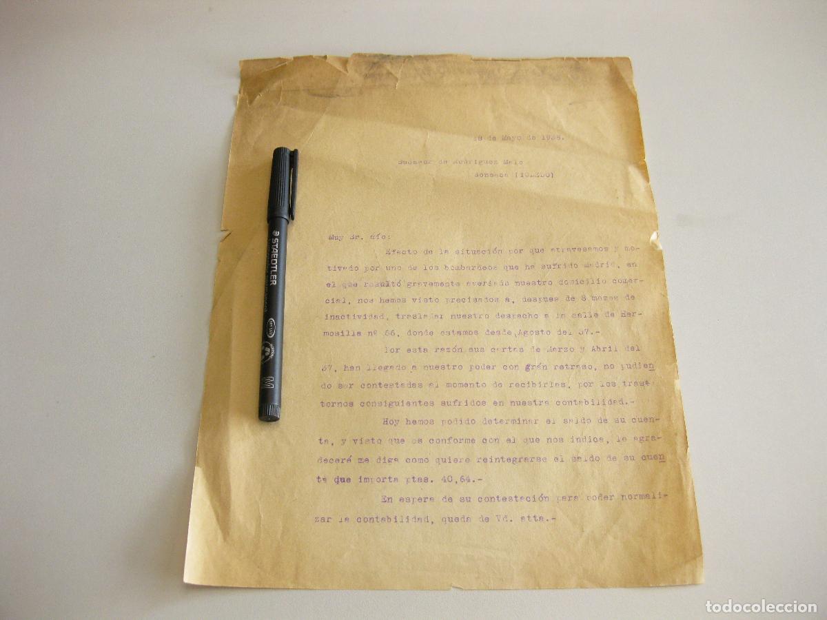 Cartas comerciales: CARTA D ELA EMPRESA SUCESOR DE RODRIGUEZ MALO DE LA GUERRA CIVIL ESPA&Ntilde;OLA. SONSECA. TOLEDO