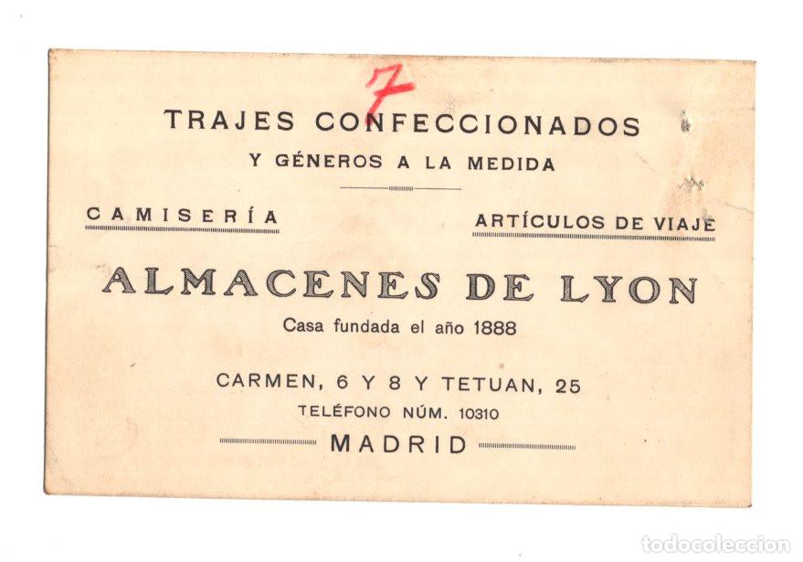 Cartas comerciales: TARJETA COMERCIAL O PUBLICITARIA ANTIGUA DE LOS ALMACENES DE LYON EN MADRID, FUNDADA EN 1888.