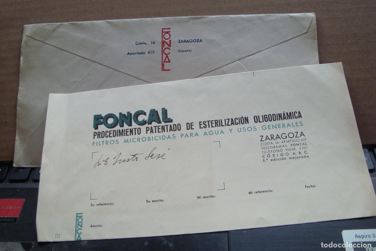 Cartas comerciales: ANTIGUA CARTA FONCAL ESTERILIZACION OLIGODINAMICA FILTROS MICROBICIDAS. ZARAGOZA 1942.