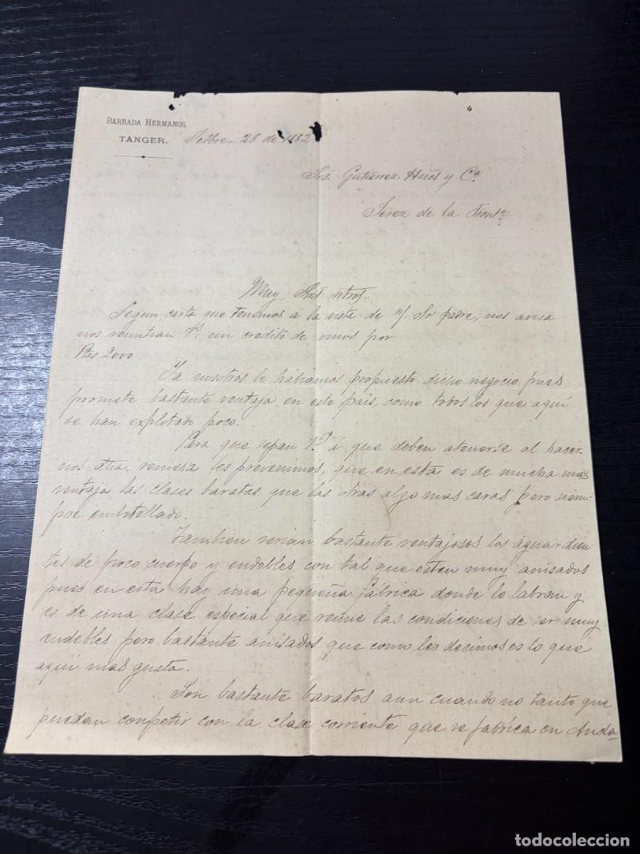 Cartas comerciales: CARTA COMERCIAL. BARRADA HERMANOS. TANGER. 1882