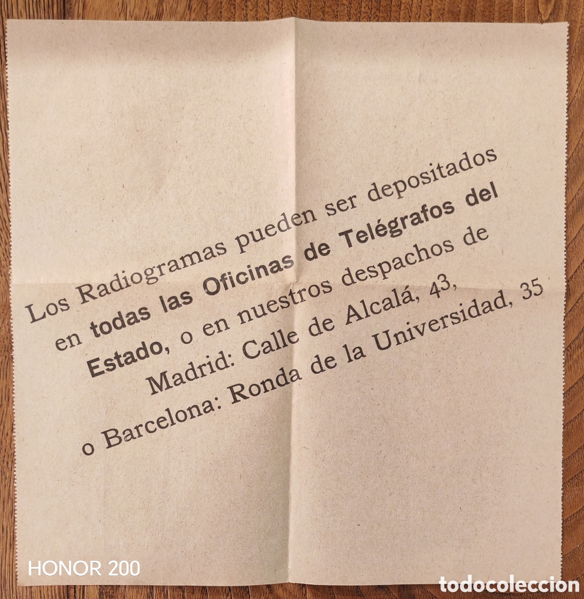 Cartas comerciales: Carta Comercial - Radiograma para Am&eacute;rica. Compa&ntilde;&iacute;a Nacional Telegraf&iacute;a sin Hilos - Madrid