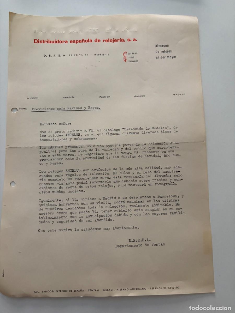 Cartas comerciales: CARTA COMERCIAL. DISTRIBUIDORA ESPA&Ntilde;OLA DE RELOJER&Iacute;A, S.A. D.E.R.S.A.