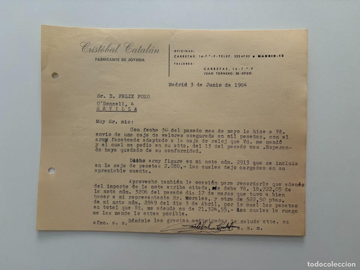 Cartas comerciales: CARTA COMERCIAL. CRISTOBAL CATAL&Aacute;N. FABRICANTE DE JOYER&Iacute;A. MADRID, 1964